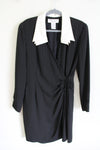 Vintage Jones New York Black Pinstripe Wrap Dress | 14