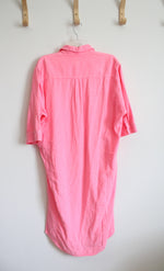 Universal Thread Bubble Gum Pink Linen Blend Button Down Dress | XS