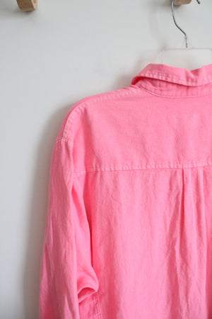Universal Thread Bubble Gum Pink Linen Blend Button Down Dress | XS