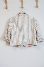 Talbots Cream Navy Blue Red Piped Jacket | 10