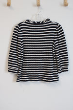 Talbots Navy Blue White Striped Long Sleeved Top | XL