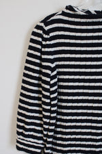 Talbots Navy Blue White Striped Long Sleeved Top | XL
