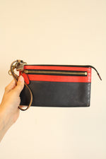 Coach Navy Blue Poppy Red Leather Wristlet Wallet