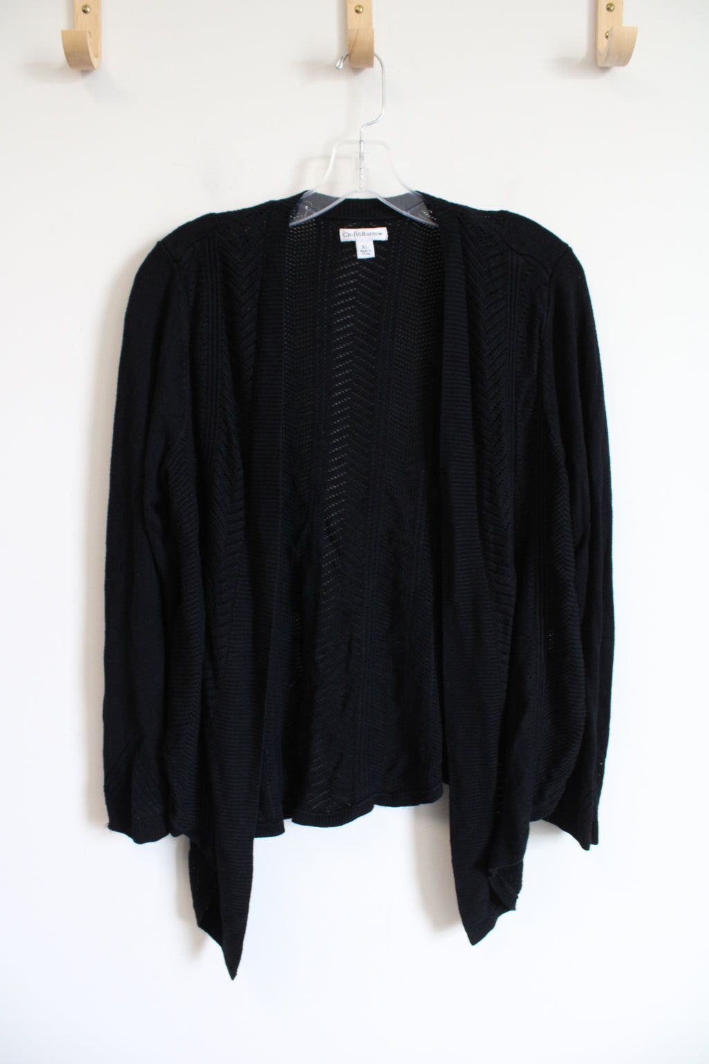 Croft & Barrow Black Knit Crocheted Cardigan | XL