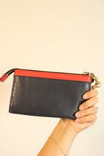 Coach Navy Blue Poppy Red Leather Wristlet Wallet