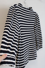 Talbots Navy Blue White Striped Long Sleeved Top | XL