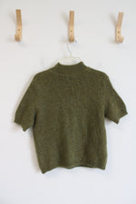 The Limited Green Mock Neck Wool Blend Top | S