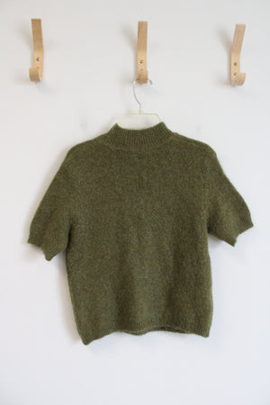 The Limited Green Mock Neck Wool Blend Top | S