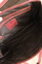 Coach Signature Brown & Burgundy Suede & Leather Satchel