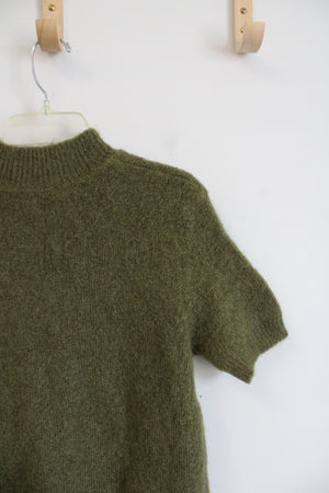 The Limited Green Mock Neck Wool Blend Top | S