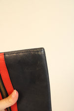 Coach Navy Blue Poppy Red Leather Wristlet Wallet