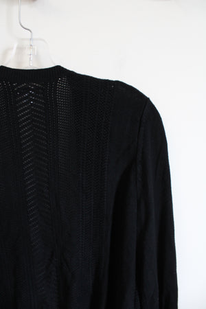 Croft & Barrow Black Knit Crocheted Cardigan | XL