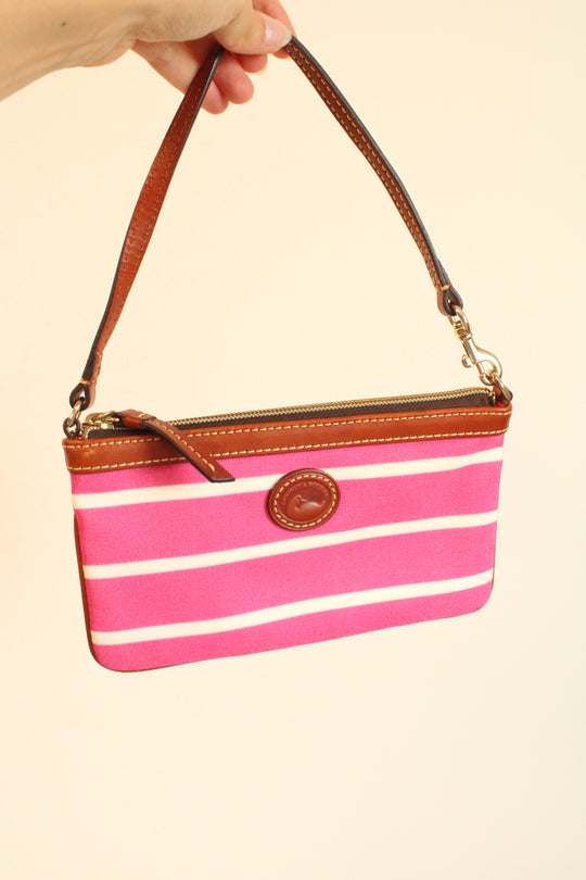 Dooney & Bourke Pink Stripe Nylon Wristlet