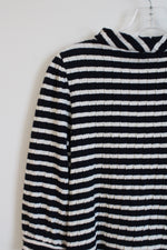Talbots Navy Blue White Striped Long Sleeved Top | XL