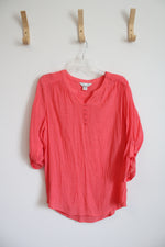 Christopher & Banks Coral 3/4 Sleeve Top | L