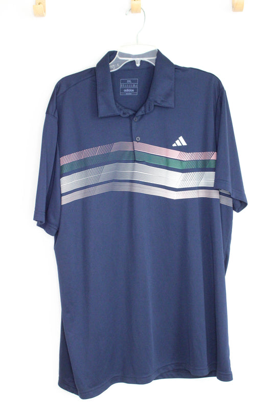 Adidas Navy Blue Core Chest Stripe Polo Shirt | 2XL