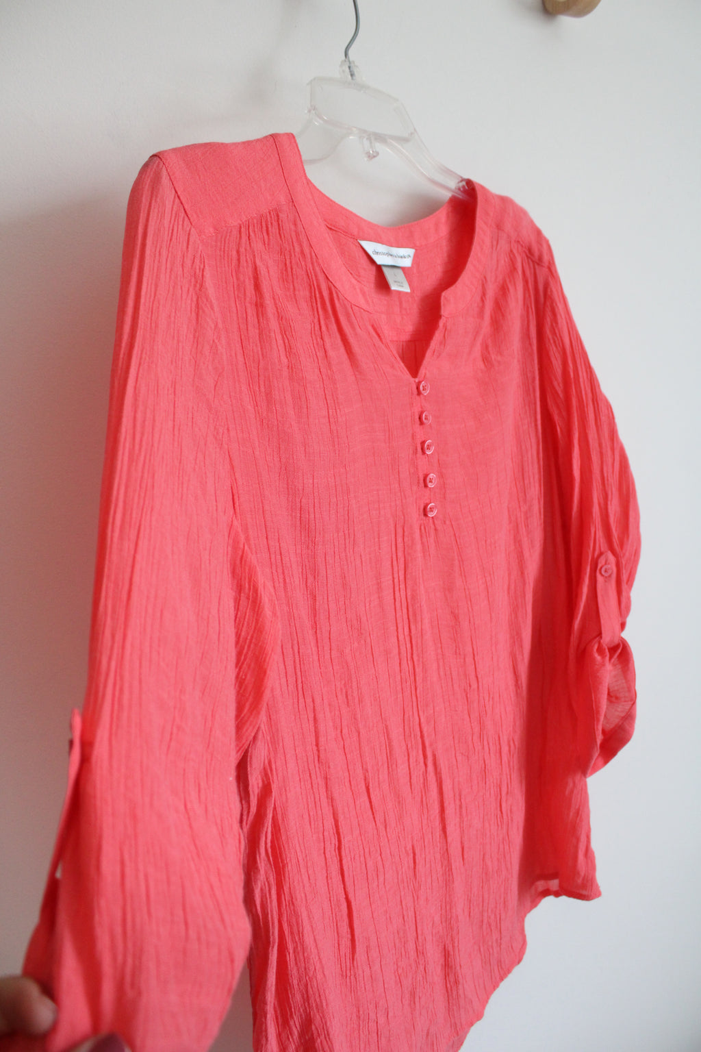 Christopher & Banks Coral 3/4 Sleeve Top | L