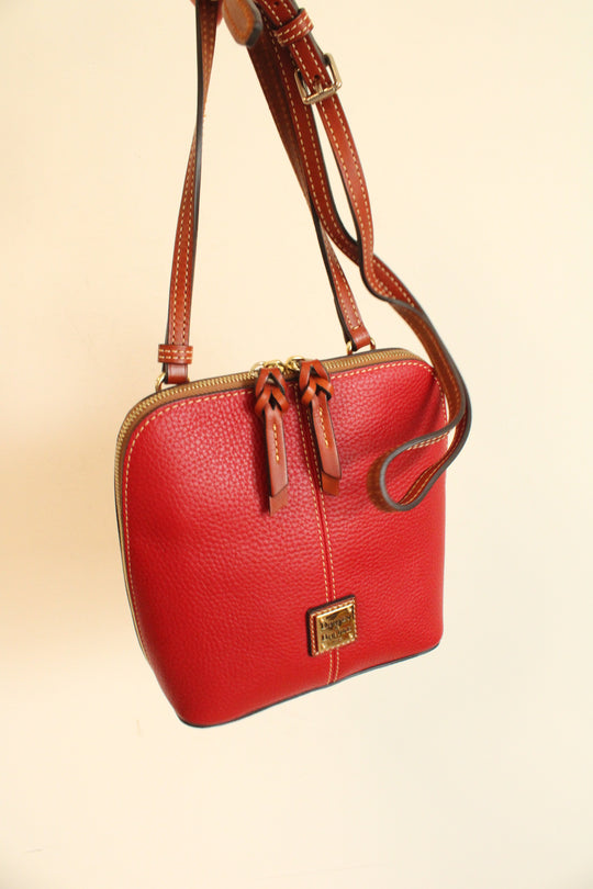 Dooney & Bourke Red Leather Domed Crossbody Purse