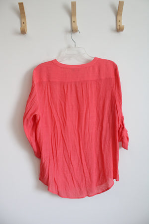 Christopher & Banks Coral 3/4 Sleeve Top | L