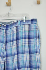 NEW Tommy Bahama Island Duo Reversible Blue Plaid Linen Shorts | 38