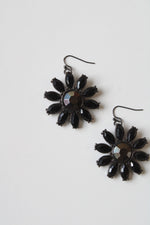 Black Metal Flower Design Dangle Earrings