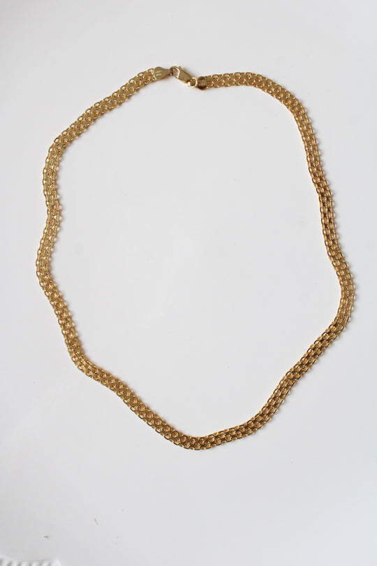 Gold Tone Mesh Chain Italian Sterling Necklace