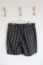 Izod Black Purple & White Plaid Shorts | 36