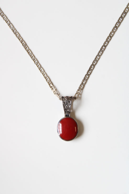 Silpada Red Turquoise Stone Mariner Sterling Silver Chain Necklace
