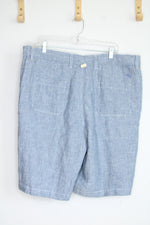 NEW Tommy Bahama Island Duo Reversible Blue Plaid Linen Shorts | 38