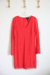 Laundry Red Lace Overlay Long Sleeved Dress | 8
