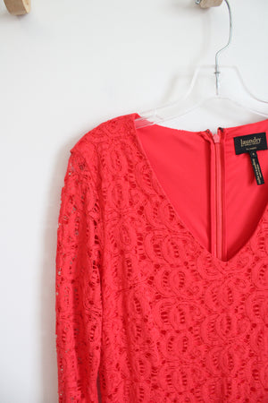 Laundry Red Lace Overlay Long Sleeved Dress | 8
