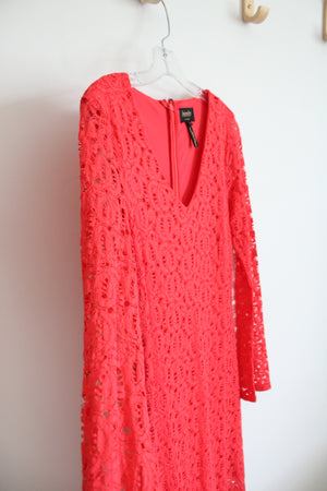 Laundry Red Lace Overlay Long Sleeved Dress | 8