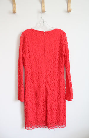 Laundry Red Lace Overlay Long Sleeved Dress | 8
