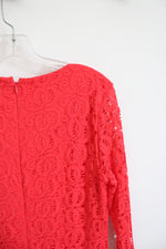 Laundry Red Lace Overlay Long Sleeved Dress | 8