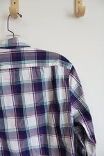 J.Crew Purple Teal & White Plaid Slim Untucked Flex Washed Button Down Shirt | S