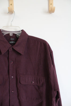 George Sueded Plum Button Down Shirt | L