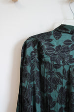 NEW Gap Emerald Green & Black Floral Button Down Top | XL