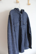 Lucky Brand Blue 1/4 Buttoned Hoodie | XL