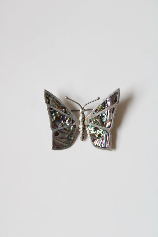 Abalone Butterfly PFB Sterling Silver Butterfly Pin