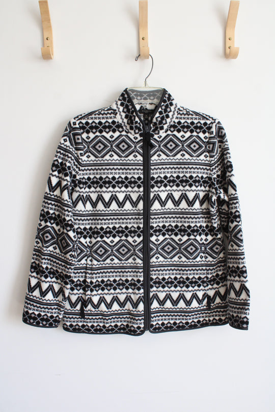Talbots Petite Black and White Patterned Fleece |M
