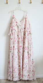 Revelry Light Pink Floral Maxi Bridesmaid Cold Shoulder Dress | 30 (4XL)