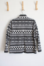 Talbots Petite Black and White Patterned Fleece |M