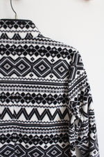 Talbots Petite Black and White Patterned Fleece |M