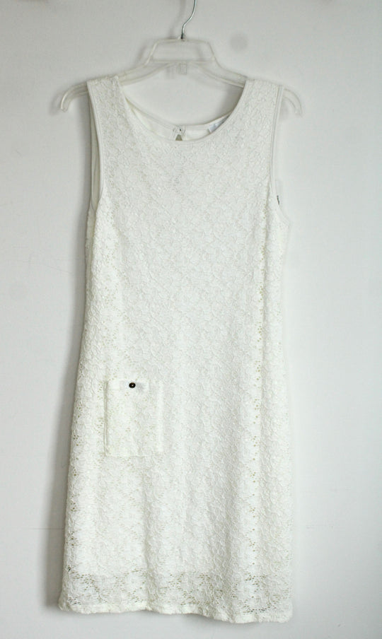NEW Papillon Blanc Ivory Lined Floral Lace Tank Dress | XL