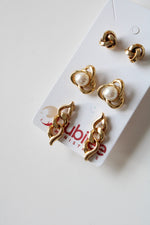 Gold Tone Stud Earrings | Set Of 3