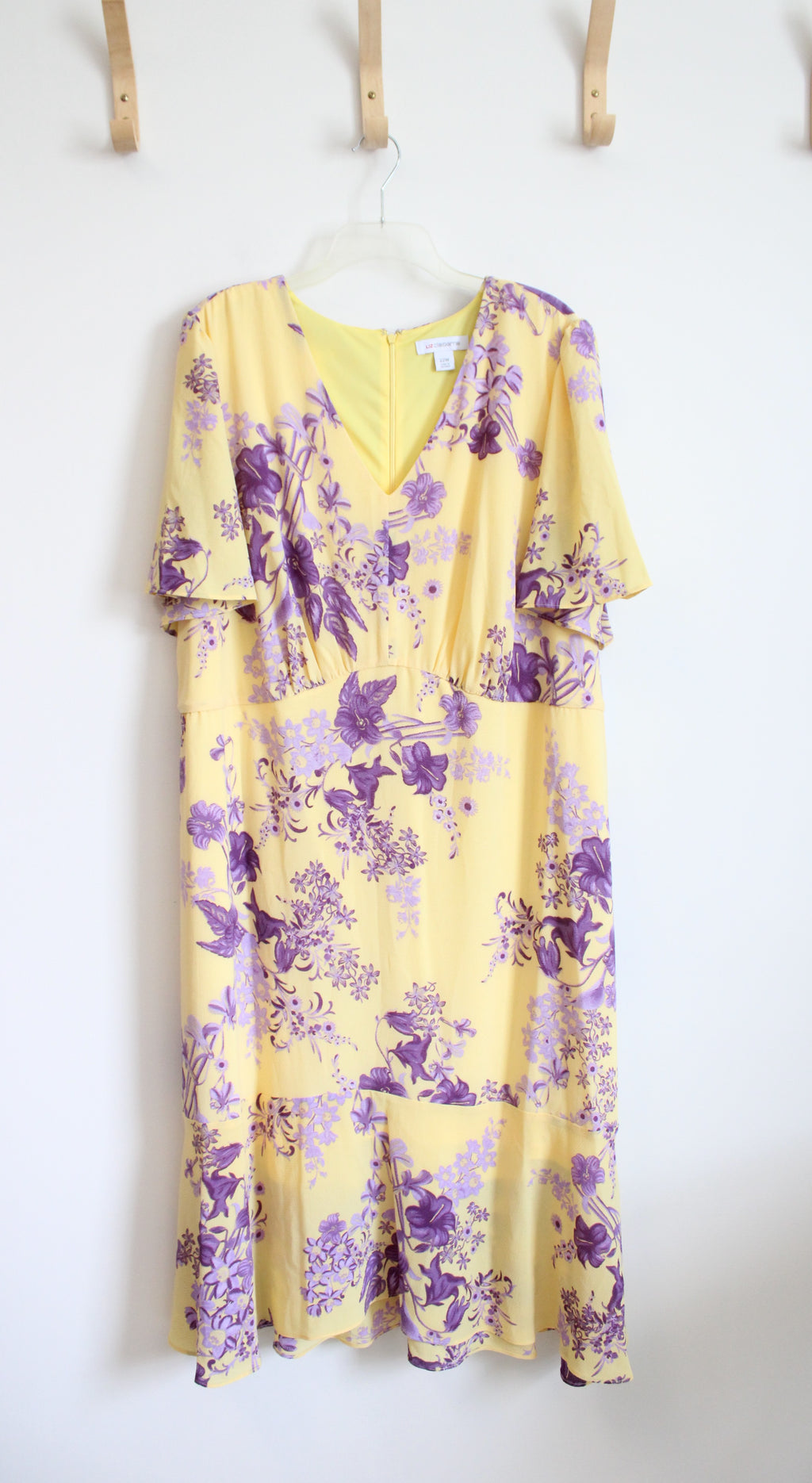 NEW Liz Claiborne Yellow & Purple Floral V-Neck Dress | 22W