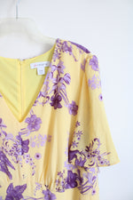 NEW Liz Claiborne Yellow & Purple Floral V-Neck Dress | 22W
