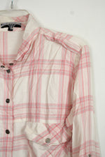 Sanctuary Lightweight Pink Plaid Snap Button Down Shirt | S