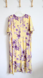 NEW Liz Claiborne Yellow & Purple Floral V-Neck Dress | 22W