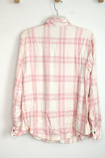 Sanctuary Lightweight Pink Plaid Snap Button Down Shirt | S